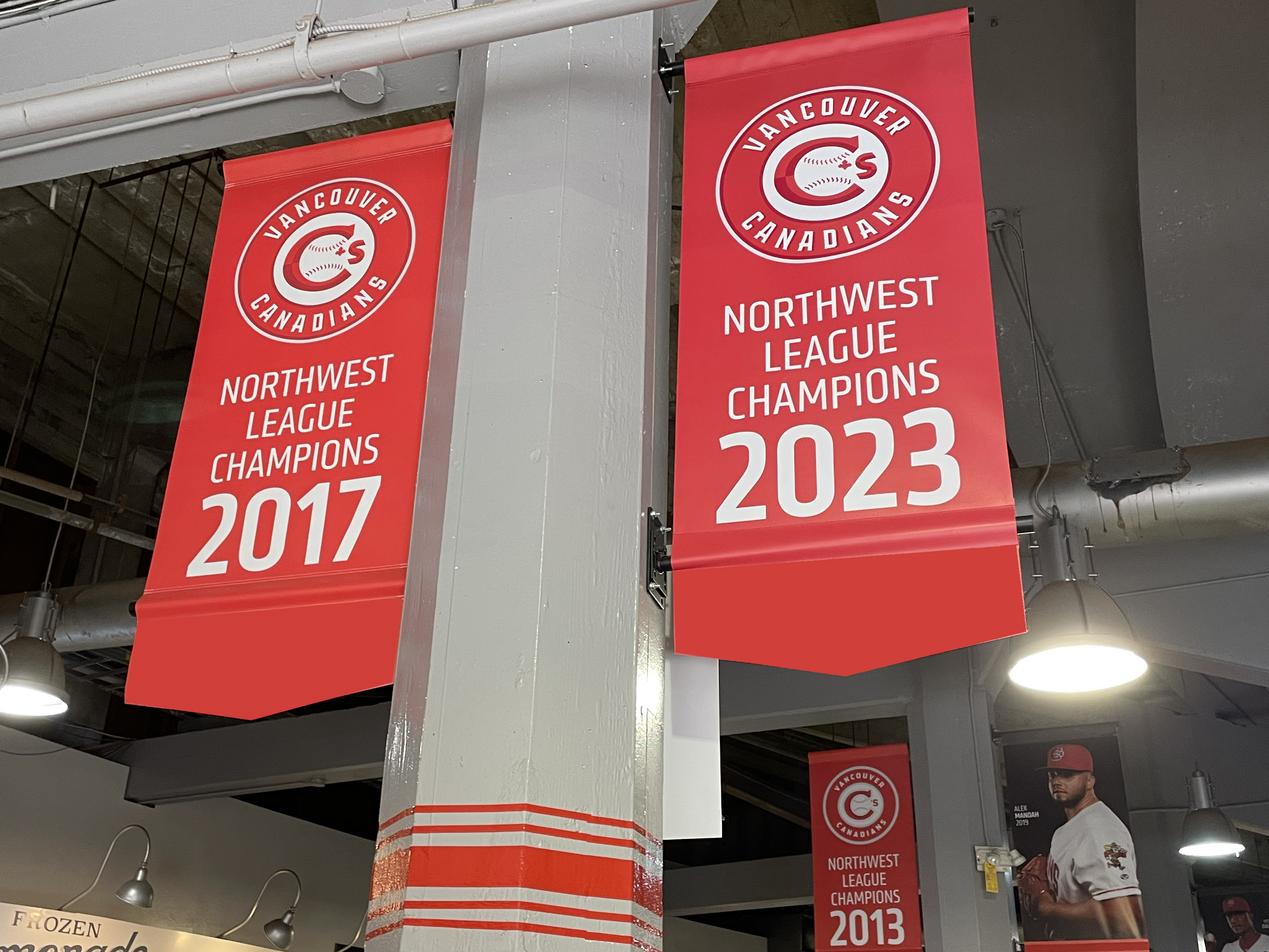 2023 Vancouver Canadians Northwest League Championship Banner - Nat Bailey Stadium